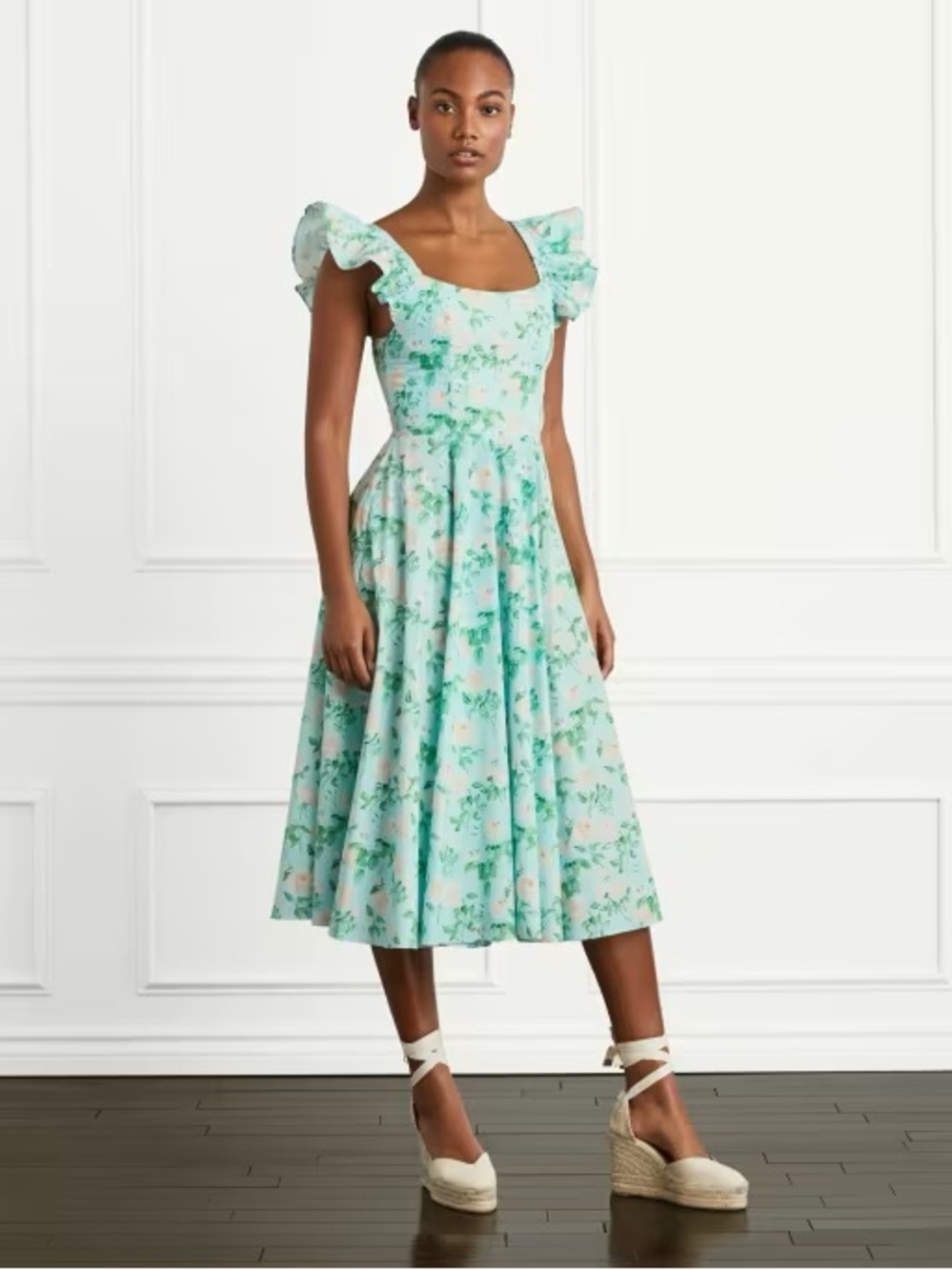 Hill House Home Daphne Dress XS Blue Rose Cotton Poplin Smocked Nap Dress